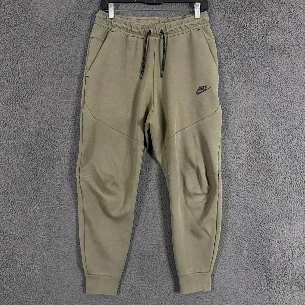Nike Sportswear Tech Joggers Mens Medium Green Drawstring Fleece Athleisure